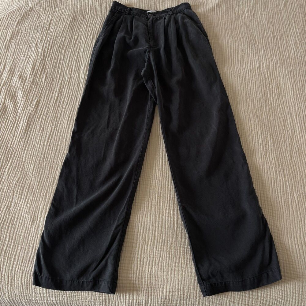 REFORMATION Black High Waist Pleated Straight Tapered Pants Womens Size 2 Petite